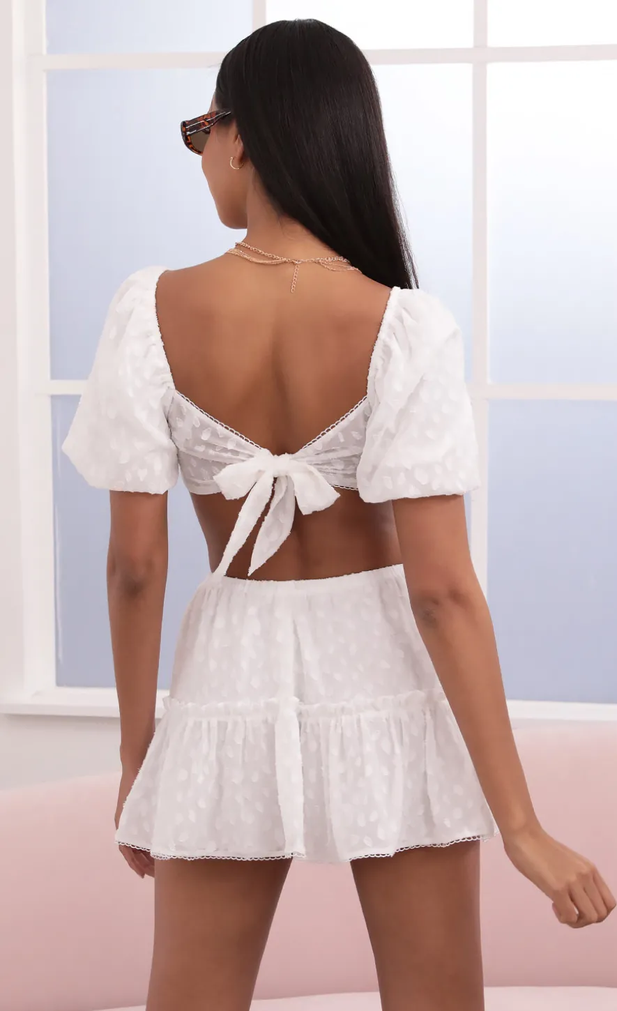 LUCY IN THE SKY Two-Piece Sets|Tops^Sweetheart Two Piece Set In White