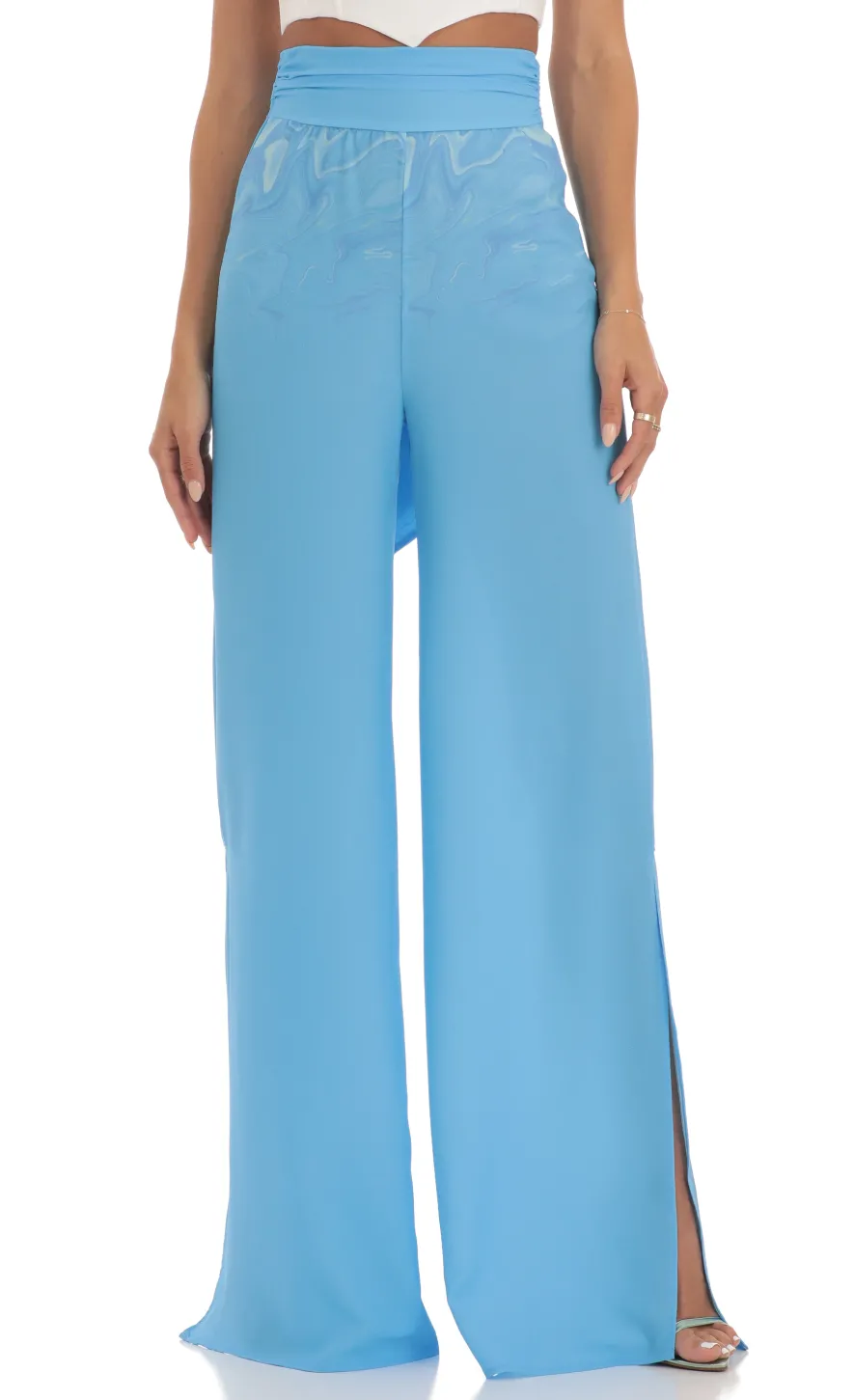 LUCY IN THE SKY Pants^Swirl Wide Leg Pants In Blue