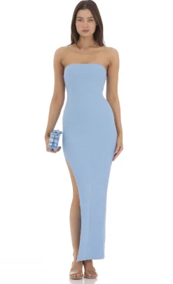 LUCY IN THE SKY Maxi Dresses^Textured Bodycon Dress In Light Blue