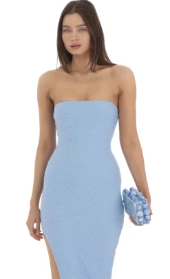LUCY IN THE SKY Maxi Dresses^Textured Bodycon Dress In Light Blue