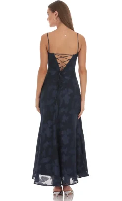 LUCY IN THE SKY Maxi Dresses^Textured Floral Maxi Dress In Navy