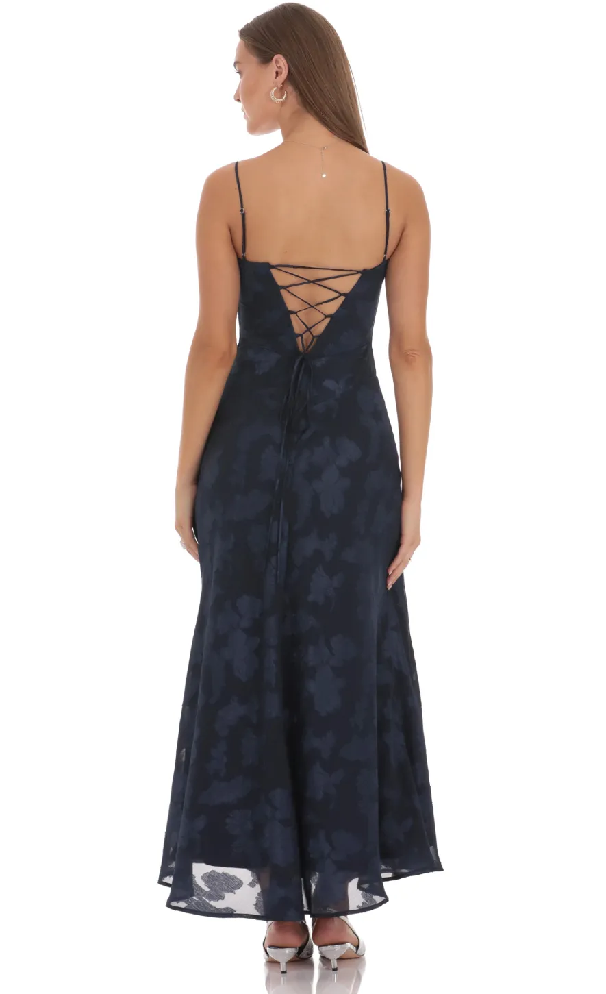 LUCY IN THE SKY Maxi Dresses^Textured Floral Maxi Dress In Navy