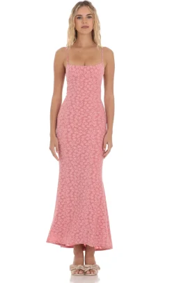 LUCY IN THE SKY Maxi Dresses^Textured Floral Maxi Dress In Pink