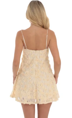 LUCY IN THE SKY Mini Dresses^Textured Floral Square Neck Dress In Cream