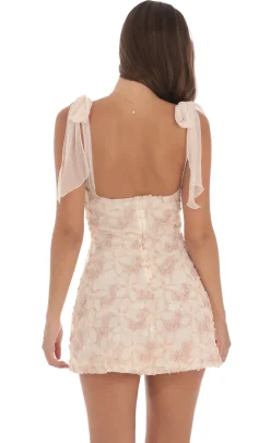 LUCY IN THE SKY Mini Dresses^Textured Shimmer Floral Dress In Cream