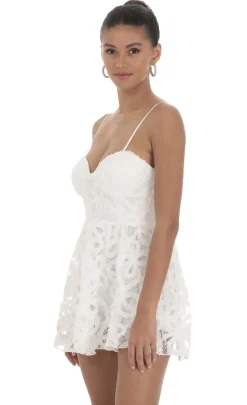 LUCY IN THE SKY Rompers|Mini Dresses^Textured Swirl A-line Romper In White