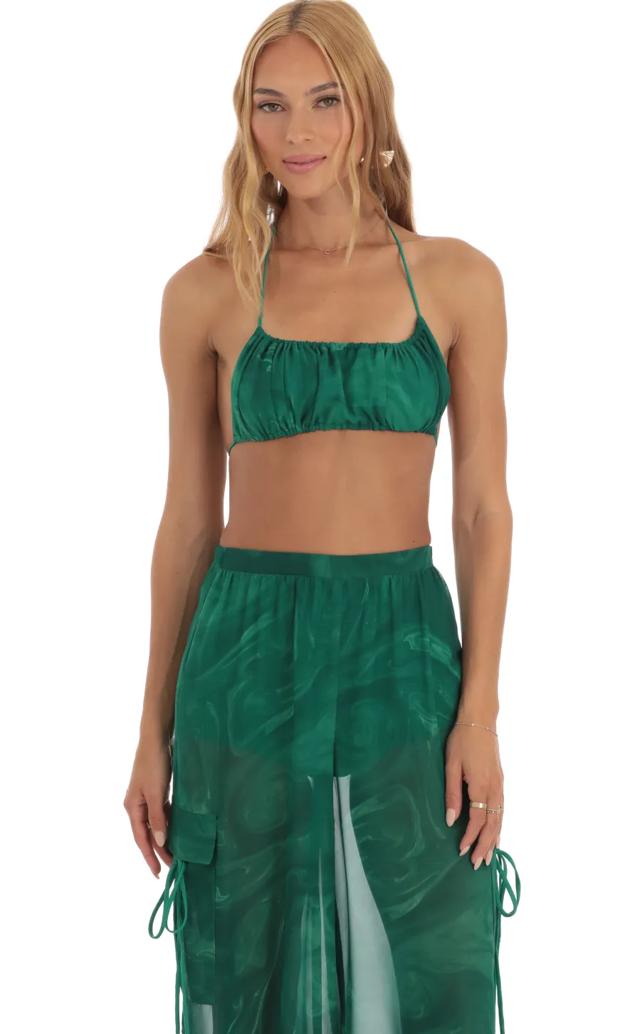 LUCY IN THE SKY Two-Piece Sets|Pants^Three Piece Set In Green Swirl