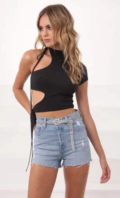 LUCY IN THE SKY Tops^Tied Down Crop Top In Black
