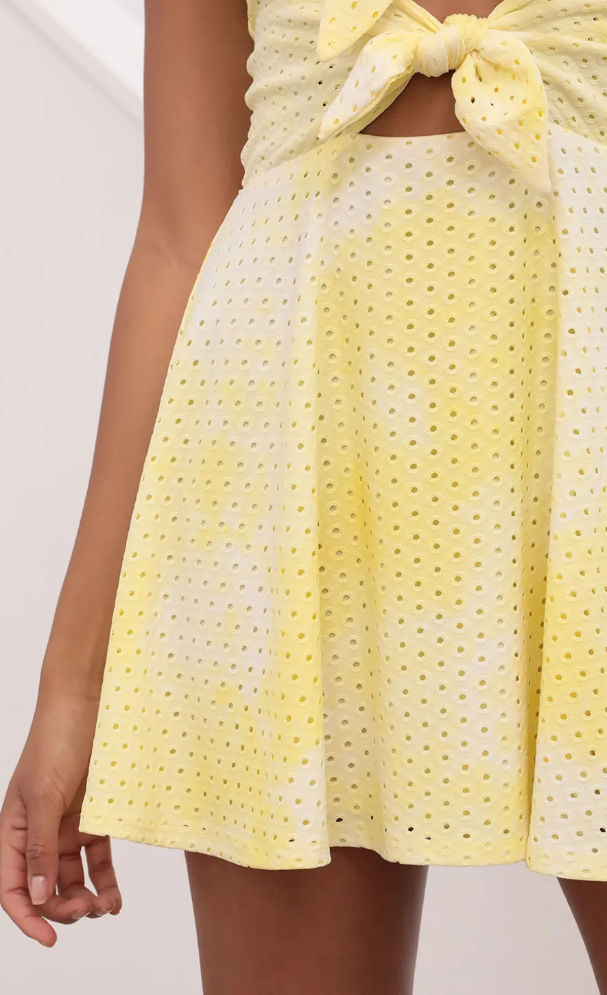 LUCY IN THE SKY Mini Dresses^Tie Dye Eyelet Dress In Yellow
