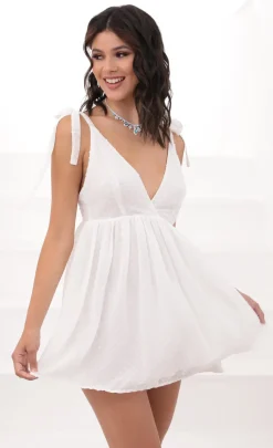 LUCY IN THE SKY Mini Dresses^Ties A-line Dress In White