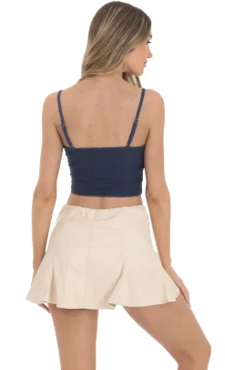 LUCY IN THE SKY Tops^Triple Bow Lace Top In Navy