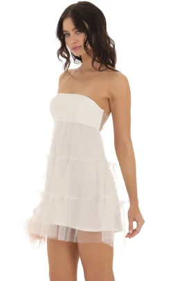 LUCY IN THE SKY Mini Dresses^Tulle Shimmer Babydoll Dress In White