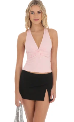 LUCY IN THE SKY Tops^Twist Cross Back Top In Pink