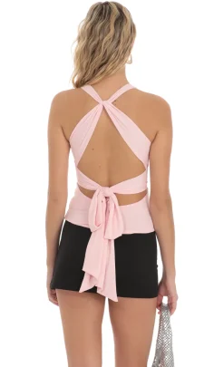 LUCY IN THE SKY Tops^Twist Cross Back Top In Pink
