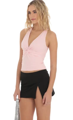 LUCY IN THE SKY Tops^Twist Cross Back Top In Pink