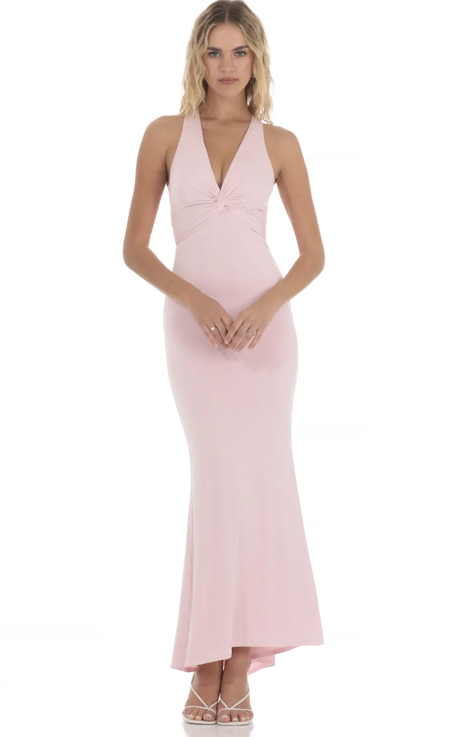 LUCY IN THE SKY Maxi Dresses^Twist V-Neck Maxi Dress In Pink