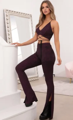 LUCY IN THE SKY Two-Piece Sets|Pants^Two Piece Set In Purple Shimmer