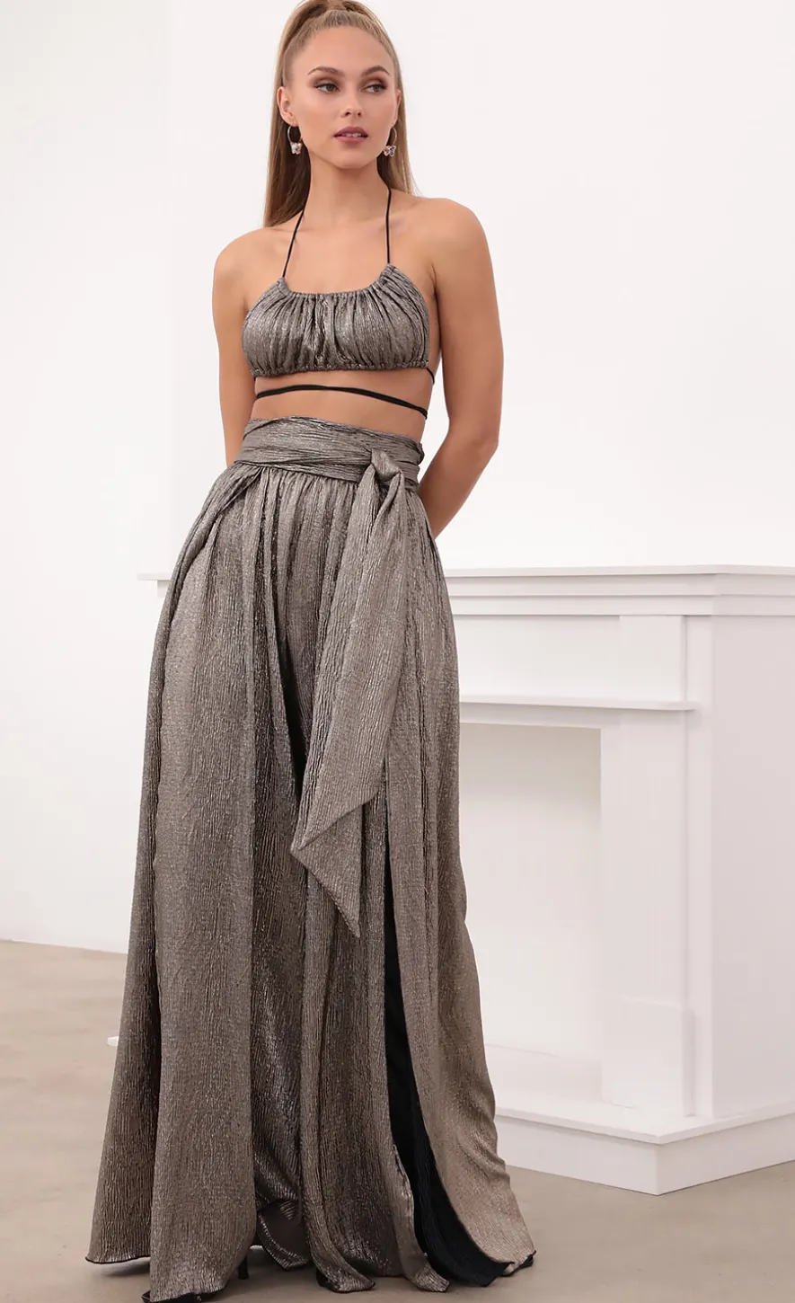 LUCY IN THE SKY Two-Piece Sets|Pants^Two Piece Set In Silver
