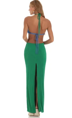 LUCY IN THE SKY Maxi Dresses^Two Toned Cutout Maxi Dress In Blue And Green