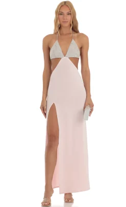 LUCY IN THE SKY Maxi Dresses^Two Toned Sequin Bikini Cutout Dress In Pink