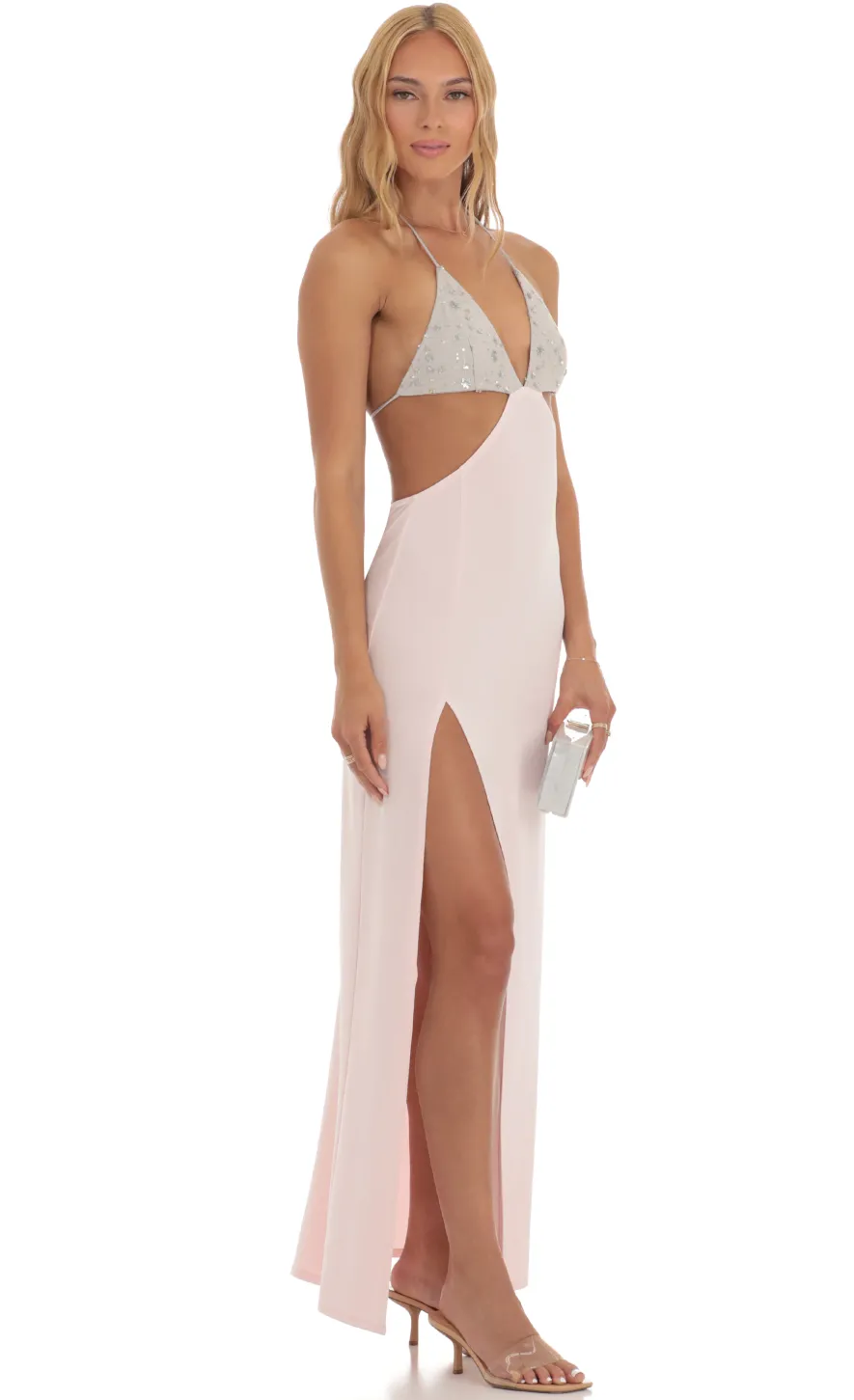 LUCY IN THE SKY Maxi Dresses^Two Toned Sequin Bikini Cutout Dress In Pink