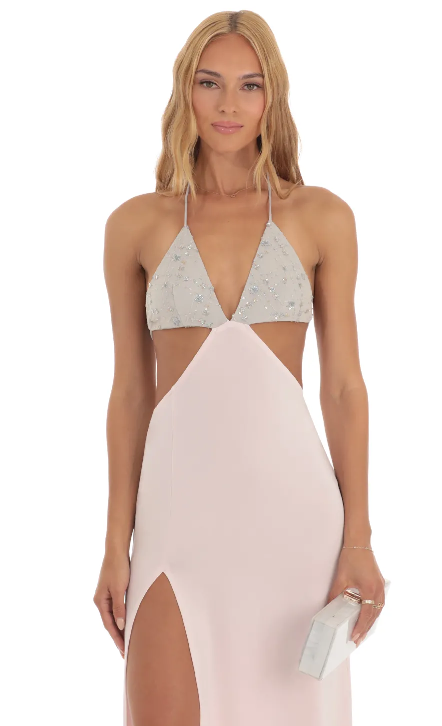 LUCY IN THE SKY Maxi Dresses^Two Toned Sequin Bikini Cutout Dress In Pink