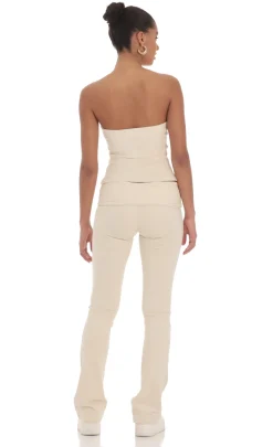LUCY IN THE SKY Tops|Loungewear^Velour Two Piece Set In Cream
