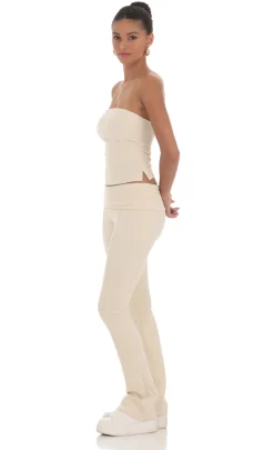 LUCY IN THE SKY Tops|Loungewear^Velour Two Piece Set In Cream