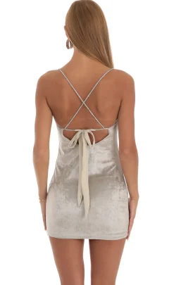 LUCY IN THE SKY Mini Dresses^Velvet Bodycon Dress In Taupe