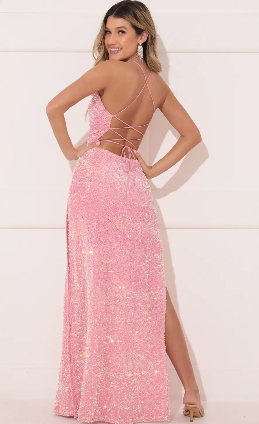 LUCY IN THE SKY Maxi Dresses^Velvet Sequin Maxi Dress In Pink