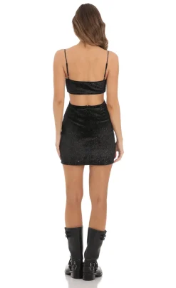 LUCY IN THE SKY Mini Dresses^Velvet Shimmer Cutout Dress In Black