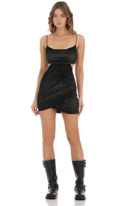 LUCY IN THE SKY Mini Dresses^Velvet Shimmer Cutout Dress In Black