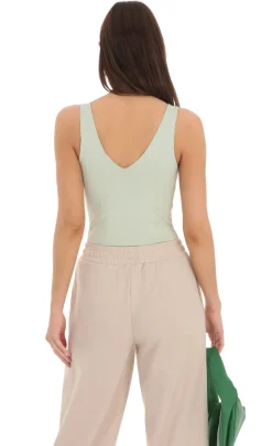 LUCY IN THE SKY Bodysuits^V-Neck Bodysuit In Pistachio