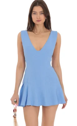 LUCY IN THE SKY Mini Dresses^V-Neck Fit And Flare Dress In Blue