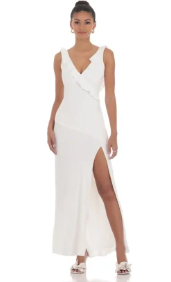 LUCY IN THE SKY Maxi Dresses^V-Neck Open Back Maxi Dress In White