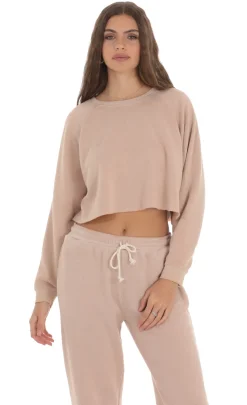 LUCY IN THE SKY Loungewear^Washed Cropped Jumper In Light Brown