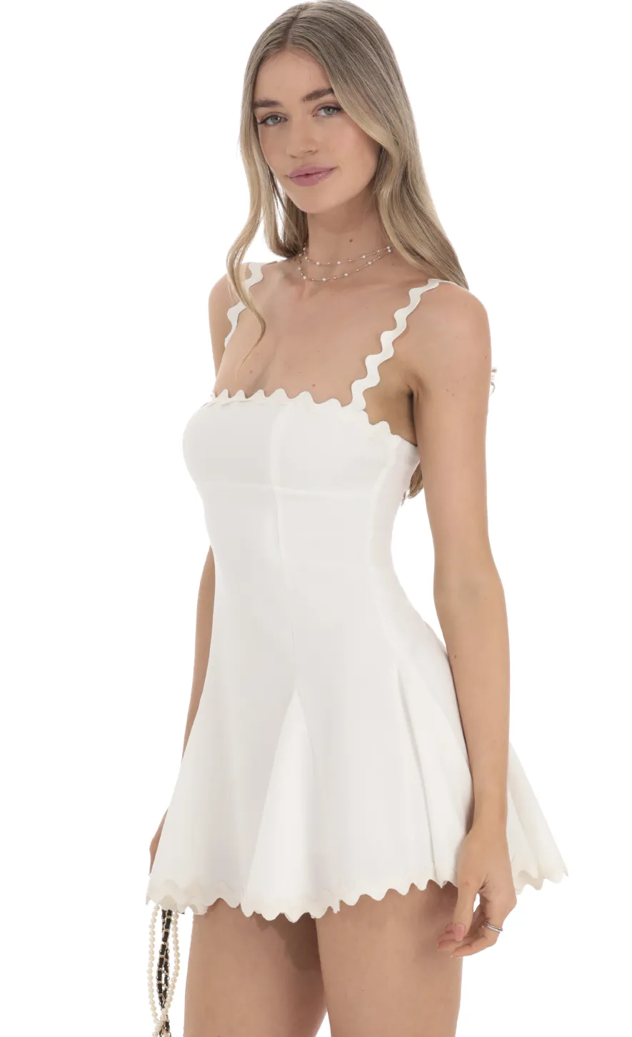 LUCY IN THE SKY Mini Dresses^Wavy Fit And Flare Dress In White