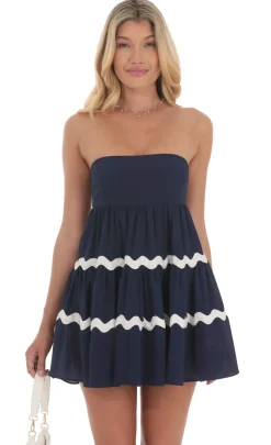 LUCY IN THE SKY Mini Dresses^Wavy Stripe Babydoll Dress In Navy