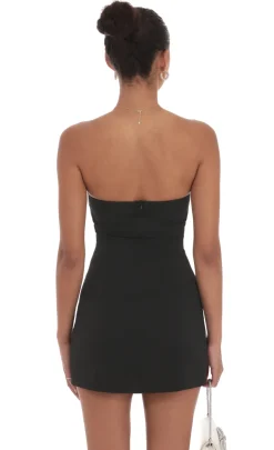 LUCY IN THE SKY Mini Dresses^White Trim Strapless Dress In Black
