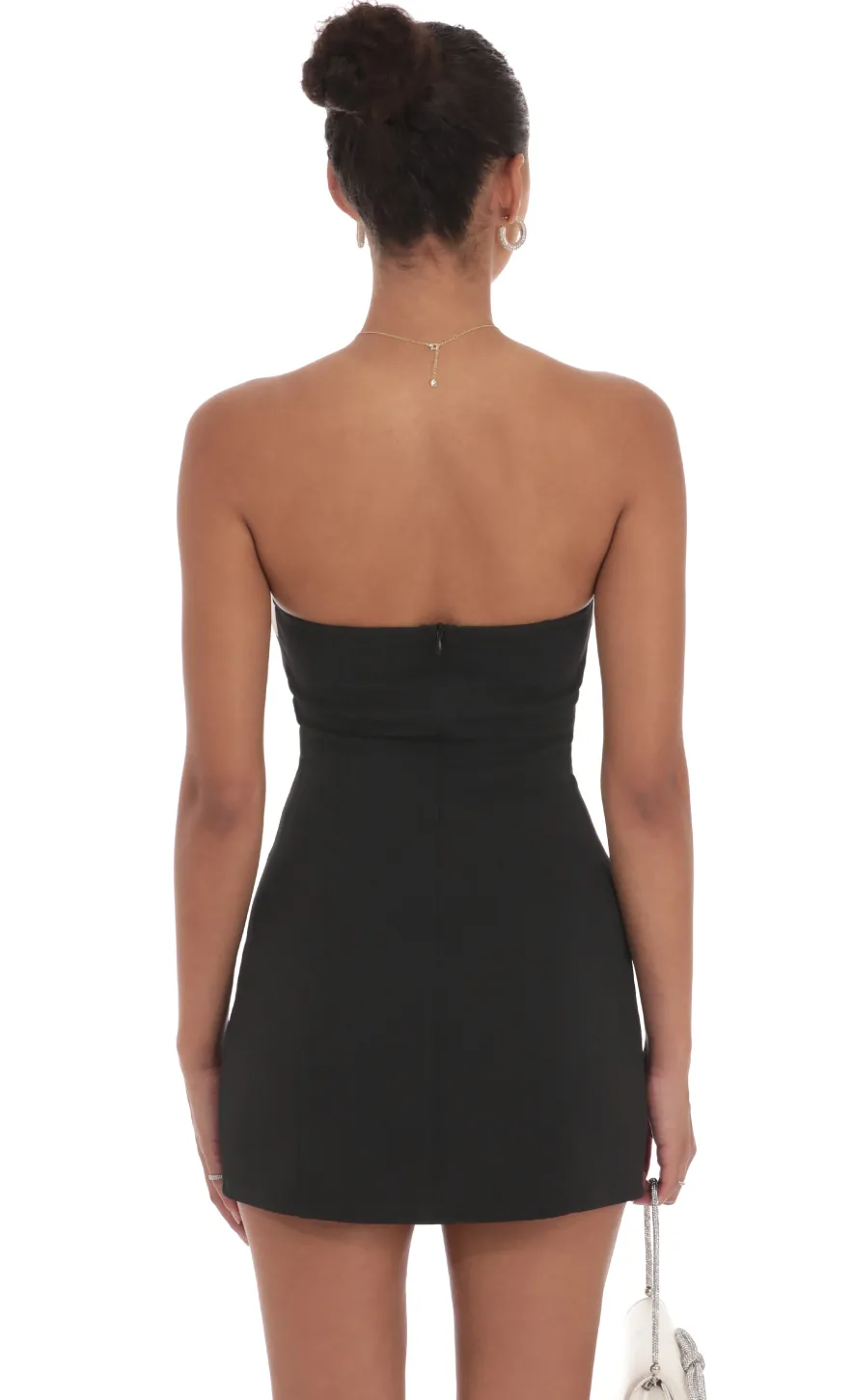 LUCY IN THE SKY Mini Dresses^White Trim Strapless Dress In Black