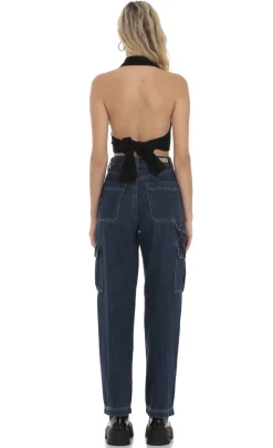 LUCY IN THE SKY Jeans^Wide Leg Cargo Jeans In Dark Denim