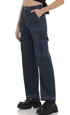 LUCY IN THE SKY Jeans^Wide Leg Cargo Jeans In Dark Denim