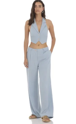 LUCY IN THE SKY Pants^Wide Leg Linen Pants In Blue