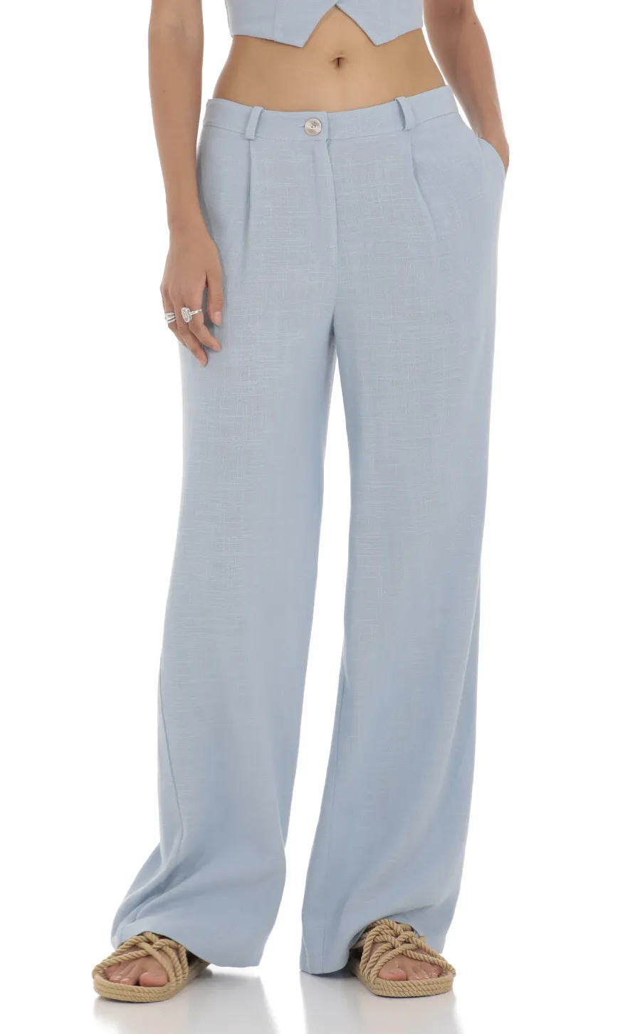 LUCY IN THE SKY Pants^Wide Leg Linen Pants In Blue