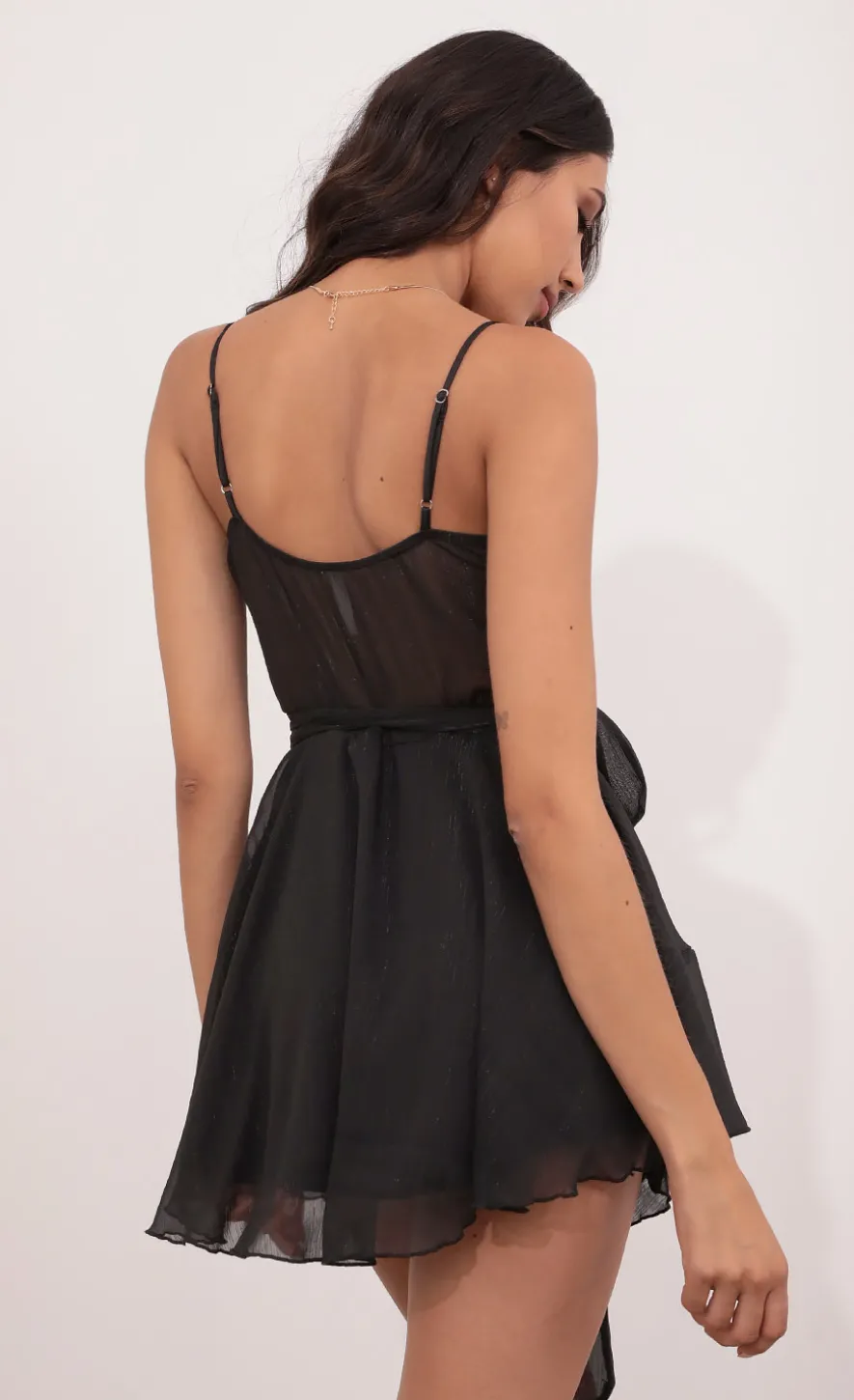 LUCY IN THE SKY Mini Dresses^Wrap Dress In Black Shimmer