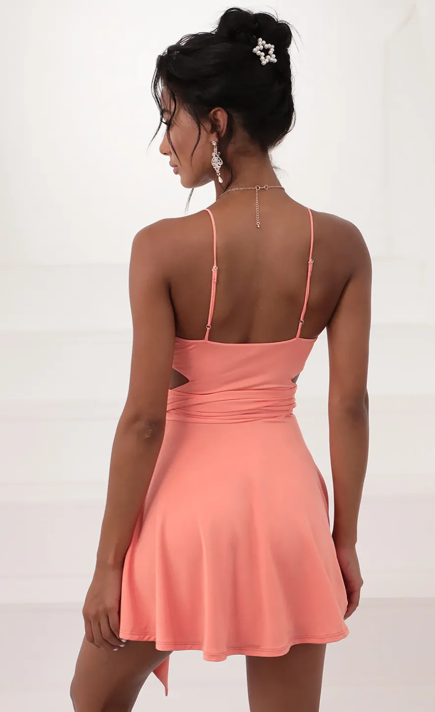 LUCY IN THE SKY Mini Dresses^Wrap Dress In Coral
