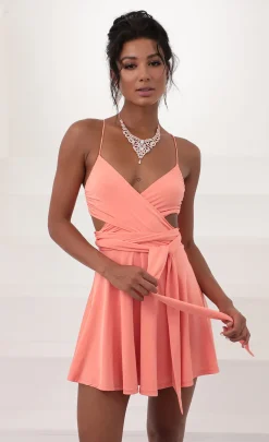 LUCY IN THE SKY Mini Dresses^Wrap Dress In Coral
